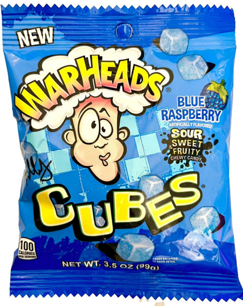 Warheads | Cubes Blue Raspberry 99g, Fruchtgummi, amerikanische Süßigkeiten, USA