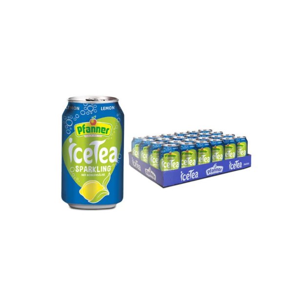 Pfanner | 24x Eistee Lemon Sparkling 330ml, Erfrischungsgetränk, Ice Tea