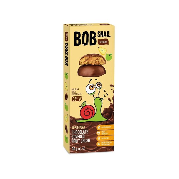 Bob Snail | 12x Apfel Birne Fruit Crush Schoko 30g